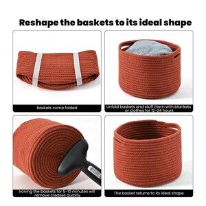Does not apply Small Brick Red Woven Storage Baskets Organizer Bins 9.7x9.7x7